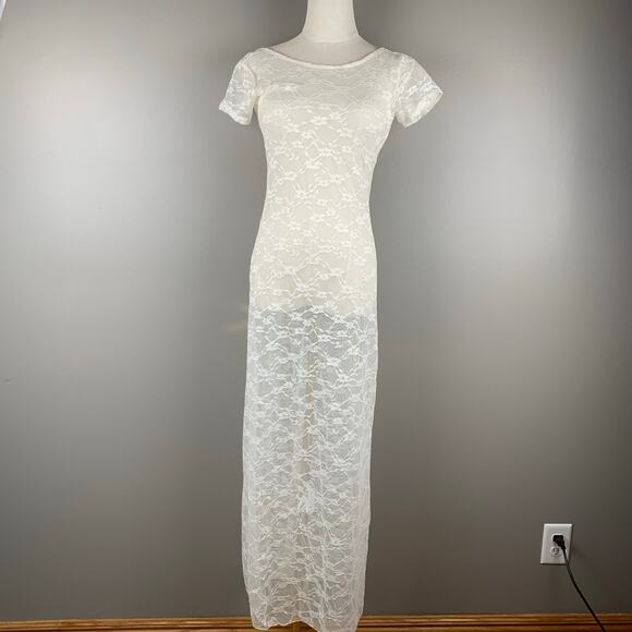Unbranded Dresses & Skirts - Fairycore White Lace Maxi Y2K Cottagecore Sheer Romantic Boho No Size